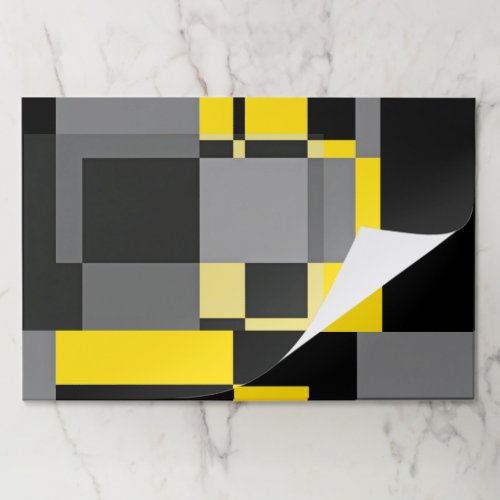  25 Sheets Grey Yellow Abstract Geometric Wrapping Paper Pad