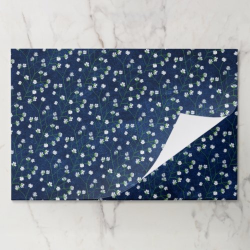  25 Sheets Gypsophila Navy Blue Business Gift Wrap Paper Pad