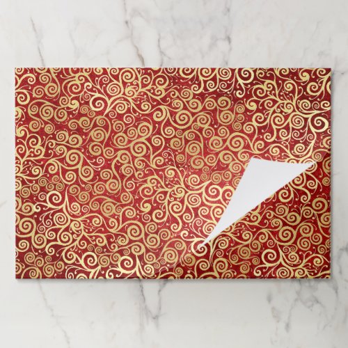  25 Sheets Lacy Red And Gold Swirls Boho Christmas Paper Pad