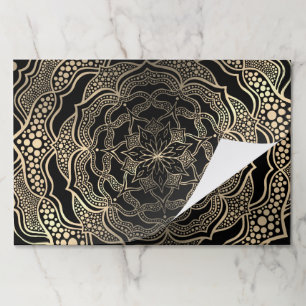 25 Sheets Mandala Black And Gold Business Wrapping Paper Pad