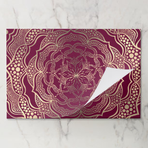 25 Sheets Mandala Gold & Purple Business Gift Wrap Paper Pad