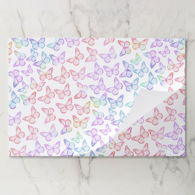    25 Sheets Pastel Butterflies Business Gift Wrap Paper Pad (Folded)