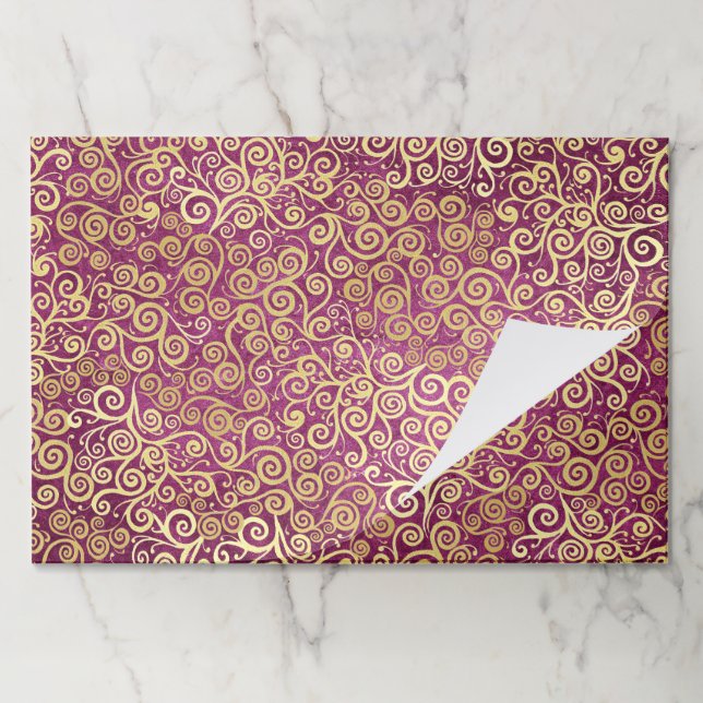 25 Sheets  Pink And Gold Swirls Girl Lacy Wrapping Paper Pad (Folded)