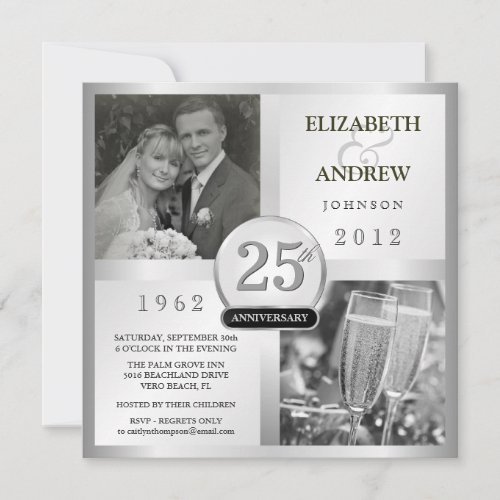25 Silver Wedding Anniversary - Photo Invitations