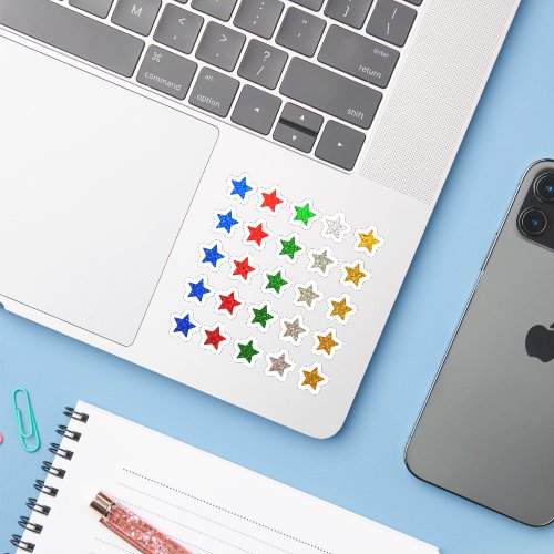 +25 Small Stars | Aesthetic Colorful Glitter Sticker