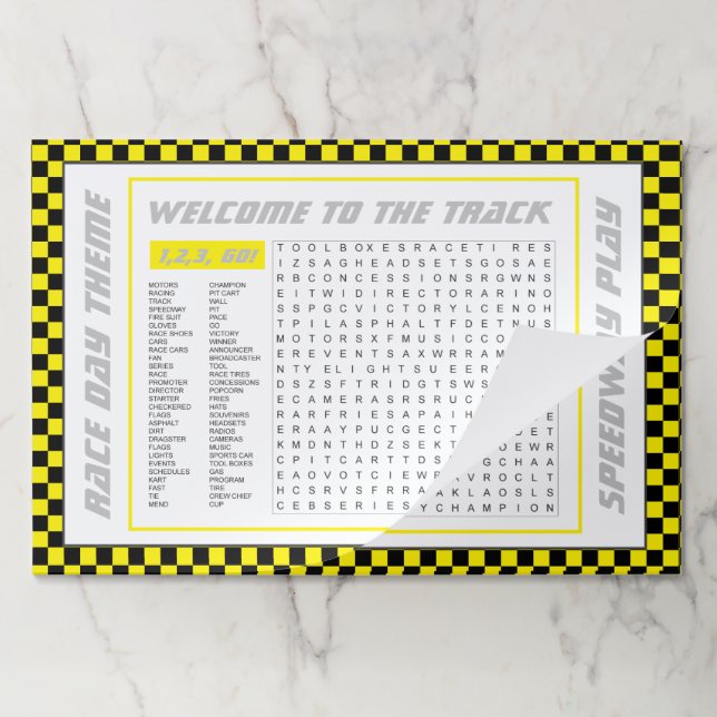25 Speedway Themed Paper Placemats (Folded)