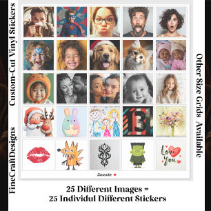 25 Square Individual Custom Photo/Image Collage  Sticker