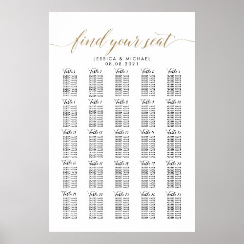 25 Table 250 Guests Large Wedding Seating Chart