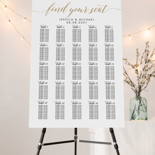 25 Table 250 Guests Large Wedding Seating Chart Foam Board