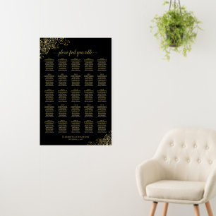 25 Table Elegant Gold Lace on Black Seating Chart Foam Board