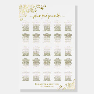 25 Table Elegant Gold & White Glam Seating Chart Foam Board
