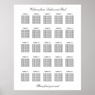 25 Table Elegant Minimalist Seating Chart