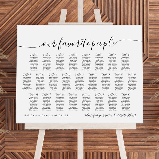 25 Table Elegant Our Favorite People Seating Chart (Creator Uploaded)