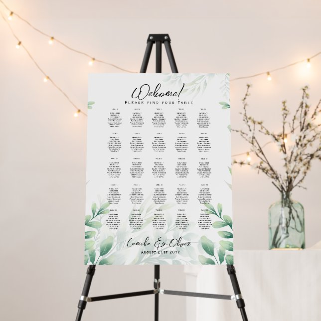 25 Table Greenery Eucalyptus Rustic SEATING CHART  Foam Board (In Situ (Stand))
