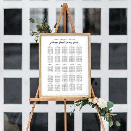 25 Table Large Wedding Guest Seating Chart