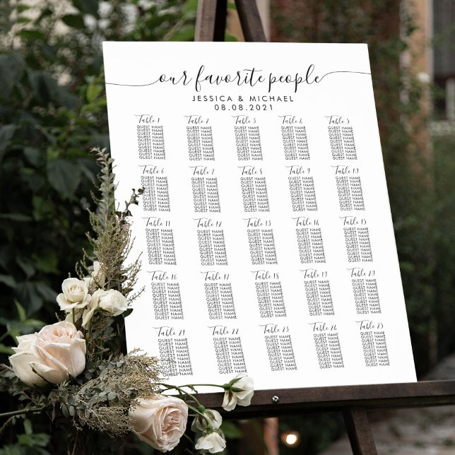 25 Table Large Wedding Guest Seating Chart (Creator Uploaded)