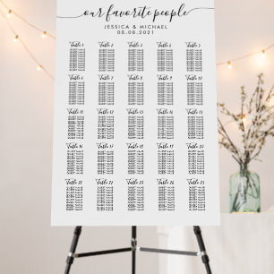 25 Table Large Wedding Guest Seating Chart Foam Board