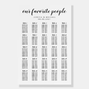 25 Table Large Wedding Guest Seating Chart Foam Board