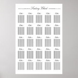25 Table Large Wedding Seating Chart by Table