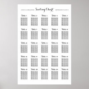 Wedding Seating Chart Posters Zazzle 25 Table Large Wedding Seating Chart By