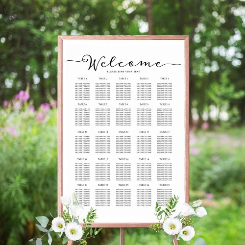 25 Table Seating Chart Find your Seat Welcome Sign