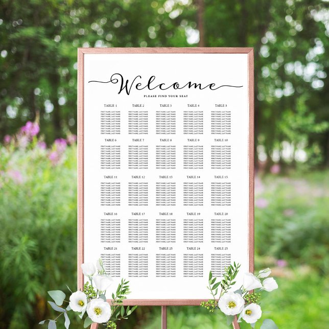 25 Table Seating Chart Find your Seat Welcome Sign (Creator Uploaded)