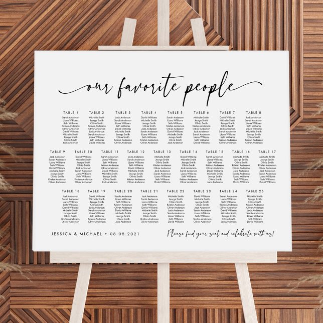 25 Tables Our Favorite People Seating Chart Plan (Creator Uploaded)