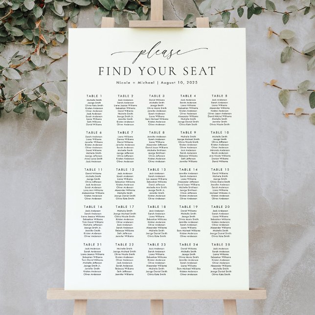 25 Tables Please Find Your Seat Seating Chart Foam Board (Creator Uploaded)