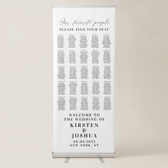25 Tables Welcome Seating Chart Retractable Banner (Front)