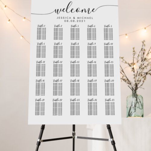 25 Tables Welcome Wedding 250 Guests Seating Chart Foam Board
