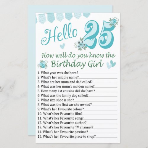 25 th How well do you know the birthday girl