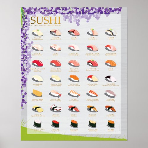 25 TRADITIONAL SUSHI WISTERIA 16X20 Poster