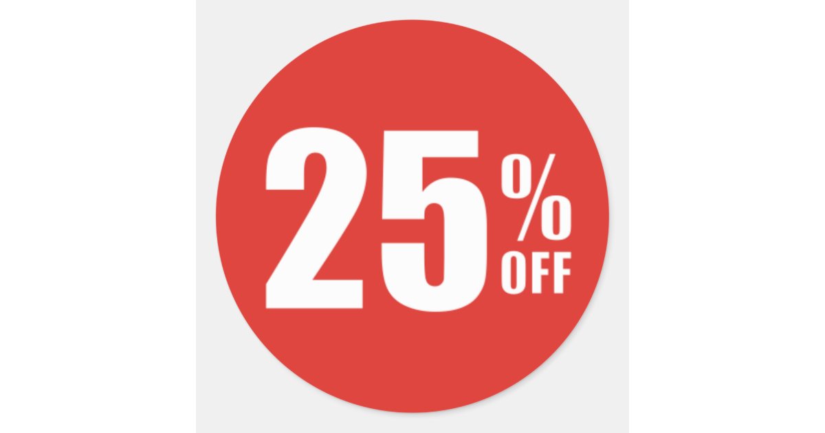 25% Twenty Five Percent OFF Discount Sale Sticker