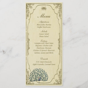 25 Vintage Peacock Wedding Menu Tags