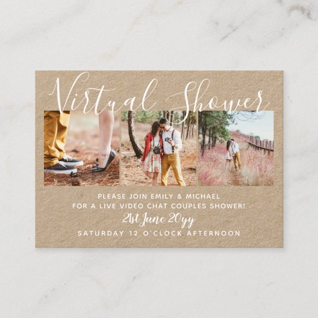 25  Virtual Shower PHOTO Wedding Live Chat Budget Calling Card (Front)