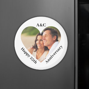25 Wedding Anniversary Couple Keepsake Heart Photo Magnet