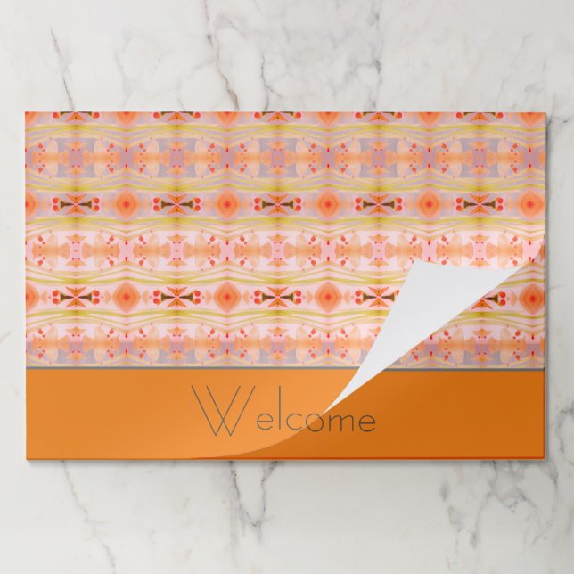 25 Welcome Paper Placemats With Orange (Folded)