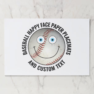 25 x Custom Baseball BLUE EYES Happy Face Placemat