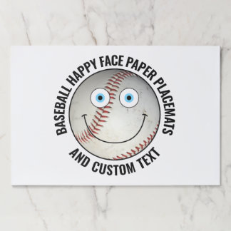 25 x Custom Baseball BLUE EYES Happy Face Placemat