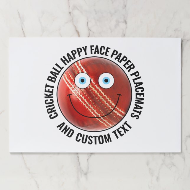 25 x Custom Cricket BLUE EYES Happy Face Placemat (Front)
