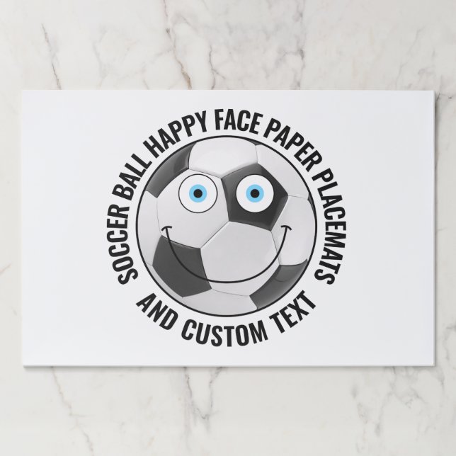 25 x Custom Soccer BLUE EYES Happy Face Placemat (Front)