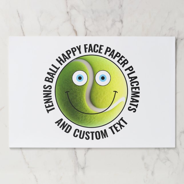 25 x Custom Tennis BLUE EYES Happy Face Placemat (Front)