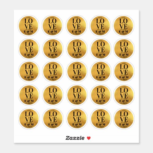 25 x Gold Sanitizer Stickers Spread Love Not Germs
