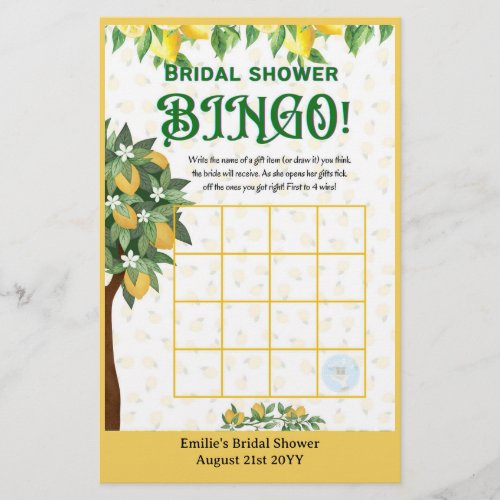 25 x Lemon Bridal Shower Games BINGO and GUESS WHO Flyer