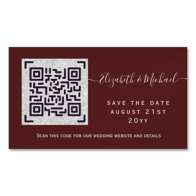 25 x MAGNETIC QR SCANNING CODE Wedding SAVE DATES Business Card Magnet (Front)