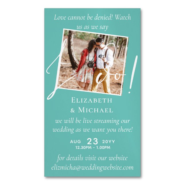 25 x Magnetic Wedding Livestreaming Save the Date Business Card Magnet (Front Vertical)
