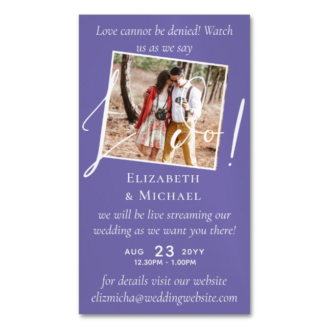 25 x Magnetic Wedding Livestreaming Save the Date Business Card Magnet (Front Vertical)
