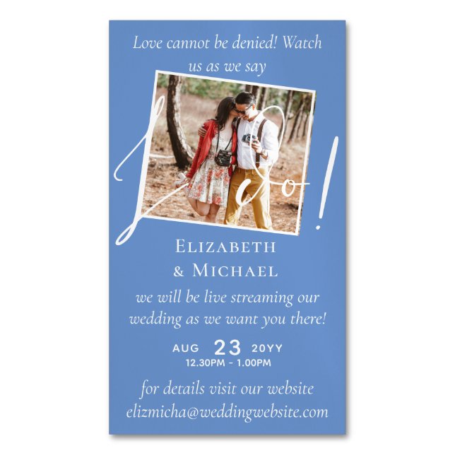 25 x Magnetic Wedding Livestreaming Save the Date Business Card Magnet (Front Vertical)