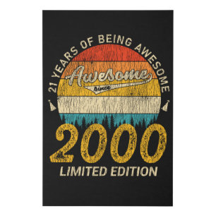 25 Year Old 2000 Retro Awesome 25th Birthday Gift Faux Canvas Print