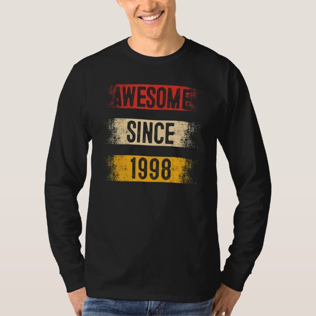 25 Year Old Awesome Since 1998 25th Birthday T-Shirt (Front)